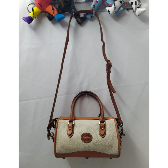 Dooney & Bourke Ivory Pebbled Leather Double Handle Satchel Bag -VTG Made in USA - Picture 14 of 16